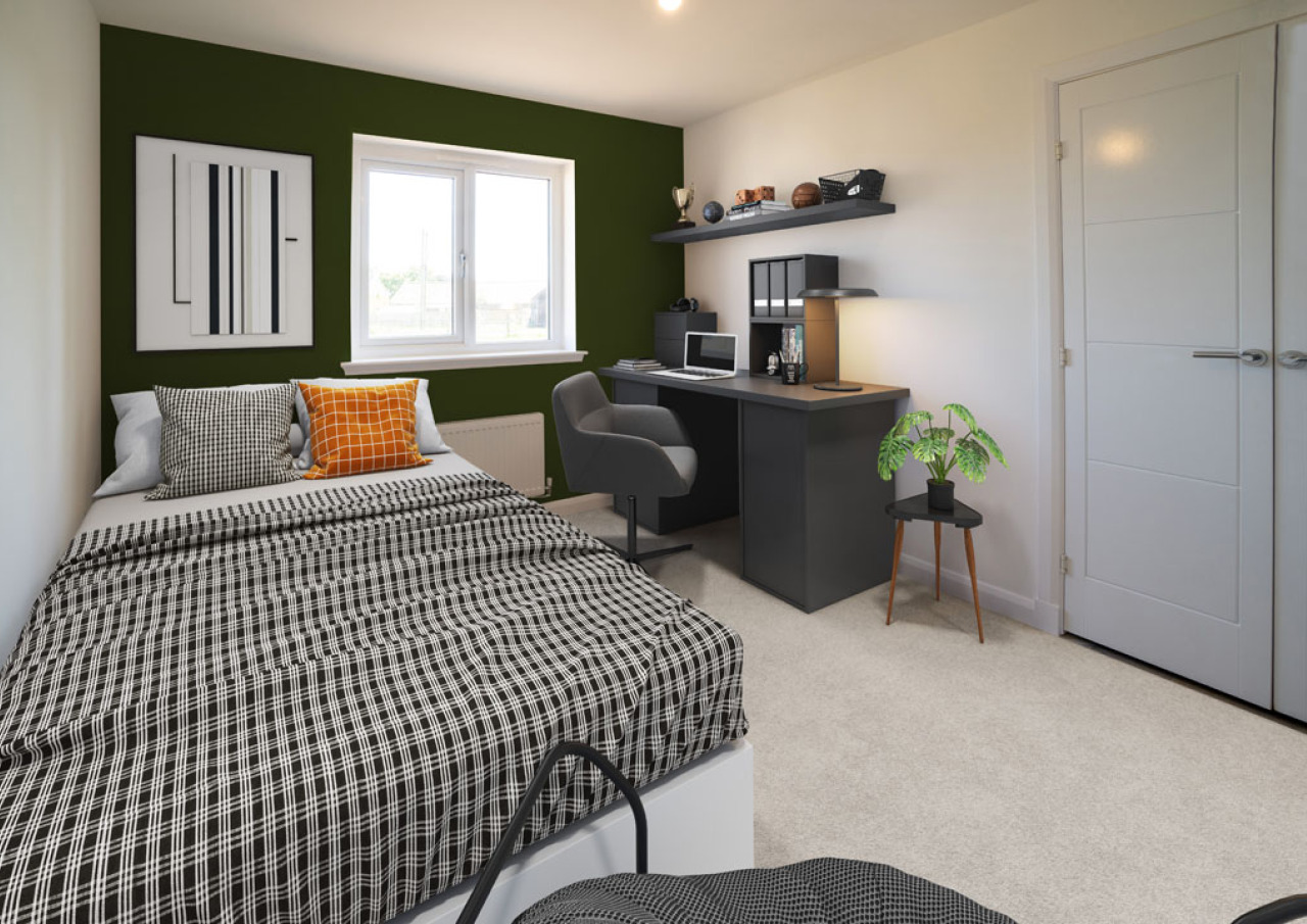 Bedroom 4 C green wall